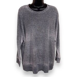 XL Stitch Star Grey Gray Distressed Sweater Top Long Sleeve Cotton Blend Goth